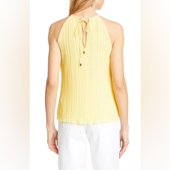 Ted Baker Yellow Pleated Racer Neck Top BNWT size 2 US 4-6 - Picture 2 of 11